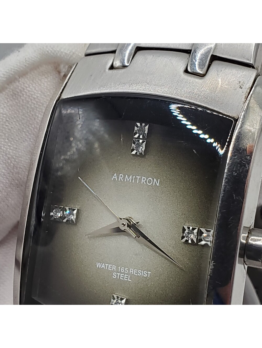 Armitron Quartz Mens Watch 33mm Rectangle Silver Tone New Battery - Picture 9 of 15
